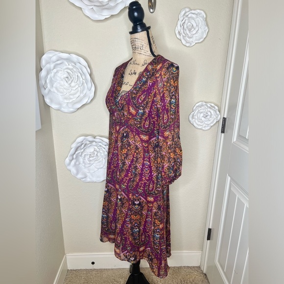 Jessica Simpson Brown & Purple Floral Size 6 High Low Dress - Picture 10 of 13